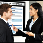 **

Prompt: A young professional interviewing at a modern financial institution. Focus on professionalism, clean lines, and a welcoming environment. The applicant should appear confident and well-prepared. Incorporate elements suggesting career growth and learning opportunities, subtly in the background, such as a framed certificate or a mentorship program poster.

**