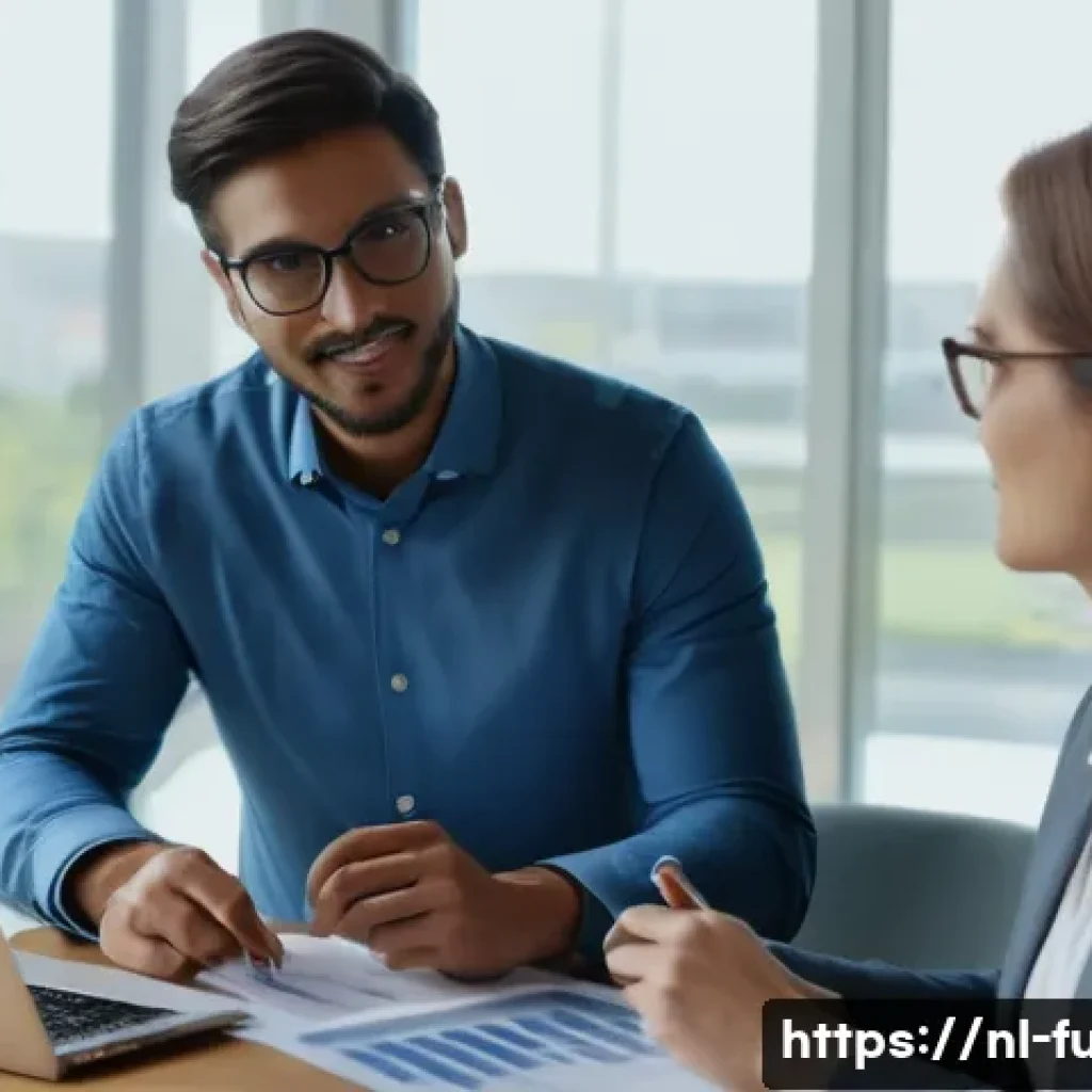 펀드투자상담사와 금융 소비자 보호 - A professional Dutch financial advisor in a modern office setting, explaining complex investment pro...