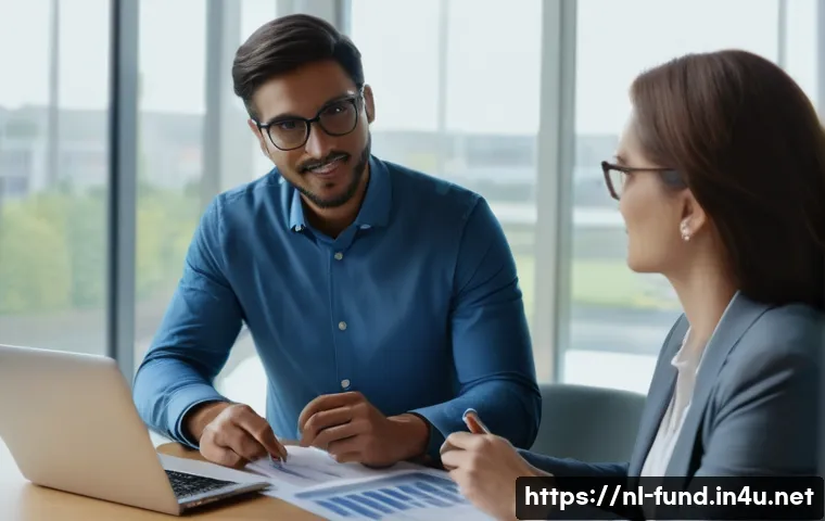 펀드투자상담사와 금융 소비자 보호 - A professional Dutch financial advisor in a modern office setting, explaining complex investment pro...
