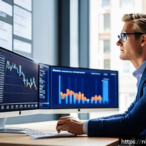 Home 33 펀드투자상담사와 금융 데이터 분석 사례 - A professional Dutch financial advisor in a modern Amsterdam office, analyzing multiple digital scre...
